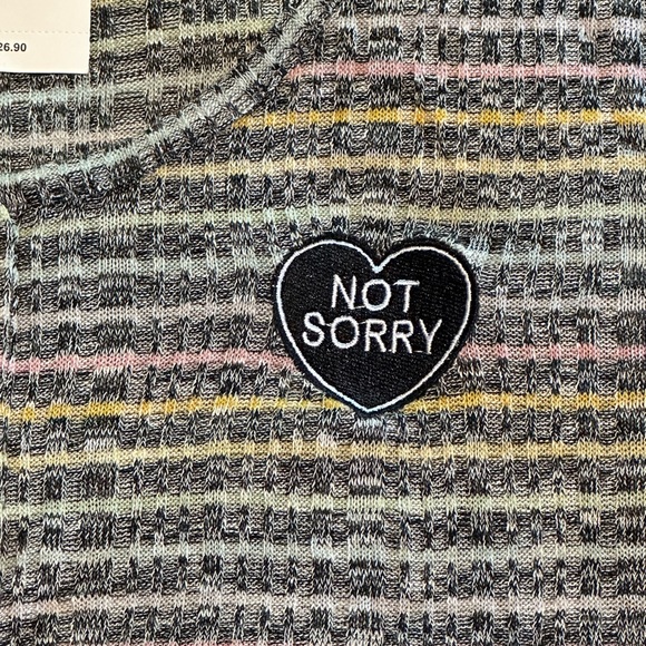 Hot Topic Not Sorry 90s aesthetic NWT button up crop - Picture 2 of 4